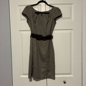 Banana Republic Taupe Mini Dress with Dark Belt